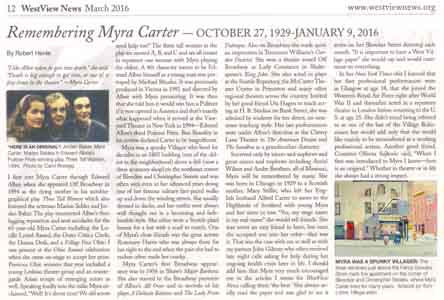 Story in West Village News about Myra Carter with painting of her apartment  by Tom Lohre.