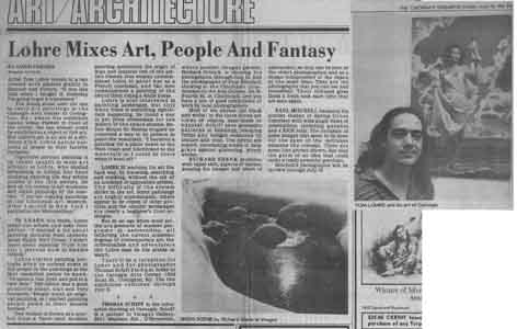 Newspaper article about Tom Lohre's show at the Carniege Art Center, Covington, Kentucky , June 28, 1981 by Owen Findsen.