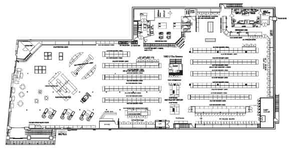 Main floor plan for Clifton Market with kitchen on main floor.