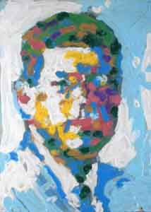 Impressionis portrait  of John Kennedy  by Tom Lohre after Norman Rockwell.