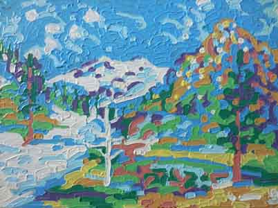 Impressionist oil painting of Squaw Valley by Tom Lohre.