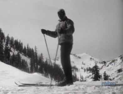 Frame from the opening of a Route 66 episode  that takes place in Lake Tahoe at the Olympic Village Squaw Valley.