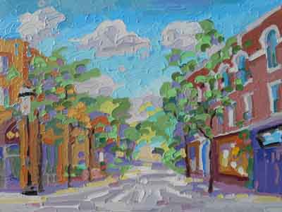 Telford Avenue Clifton Gaslight impressionist painting by Tom Lohre.