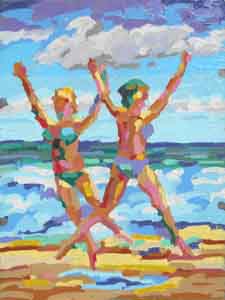 Bwach Dancers impressionist oil painting by Tom Lohre.
