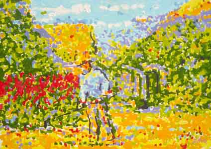 impressionist oil painting i\of man in field working by Tom Lohre.