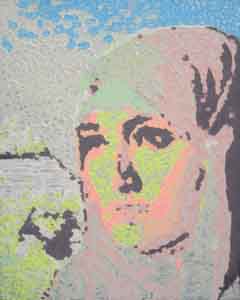 Arab Woman, 16" x 20", Wax on Aluminum, by Tom Lohre, glows in the dark