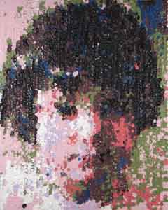 Lego paint machine portrait of young  girl by Tom Lohre.