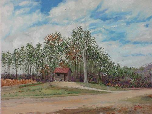 Slater Road, Morrisville NC, February 9 1999, Oil on canvas, 16" x 12", by Tom Lohre