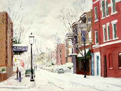 Impressionist oil painting of Telford Avenue, Clifton, Cincinnati, Ohio by Tom Lohre.