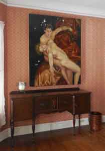 Portrait of Two Men Rhett Fire and Todd Jefferies riding on a Arabian Horse in the Manner of R_ Traditional Oil Painting on Canvas by Tom Lohre