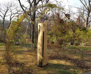 Slit drum made out of a hollowed log  stopped with spray foam by Tom Lohre.