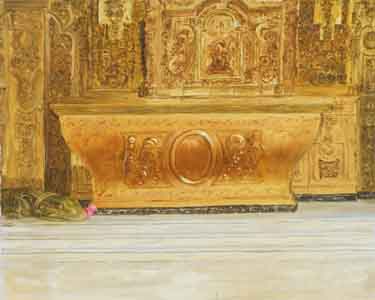Cadiz Spain Catholic Church oil, painting by Tom Lohre