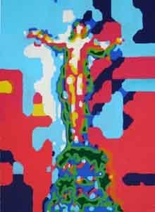 Large oil painting of the Lady of the Waters Tyler Davidson Fountain Square Cincinnati Ohio by Tom Lohre.